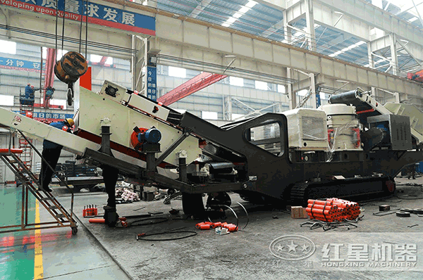 一體式移動(dòng)破碎機車(chē)間組裝圖