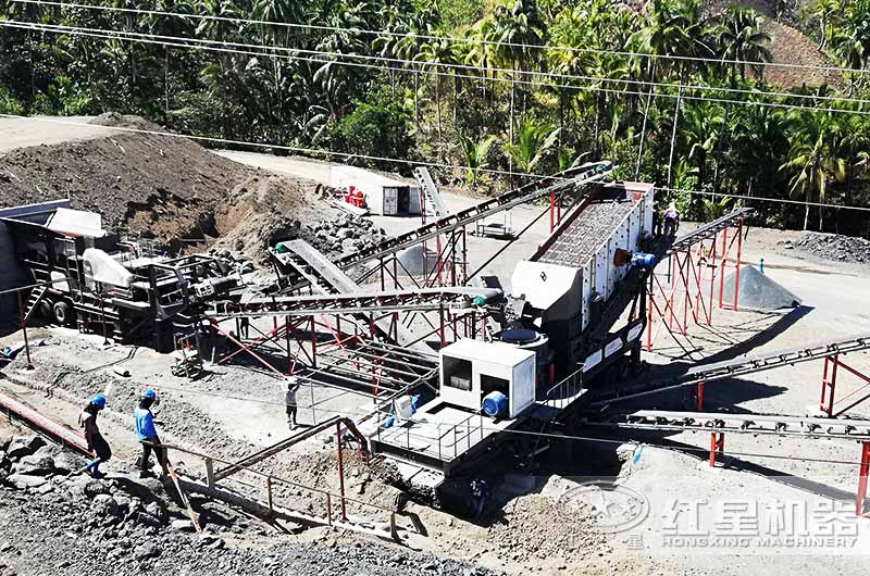 菲律賓二合一移動(dòng)顎式圓錐破一體機生產(chǎn)現場(chǎng)