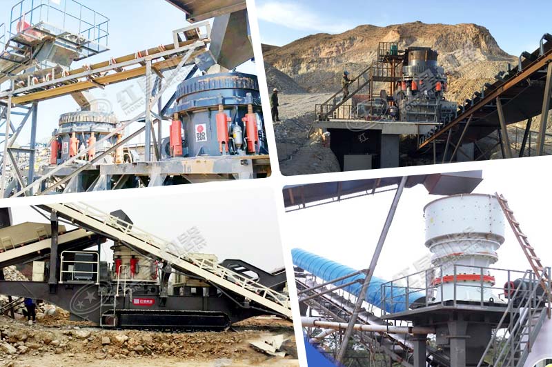 多個(gè)地區圓錐破碎機破碎礦石現場(chǎng)